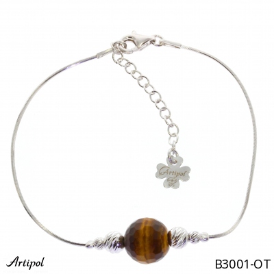 Bracelet B7801-OT en Oeil de tigre véritable - Bijoux en Argent rhodié pour  Femme