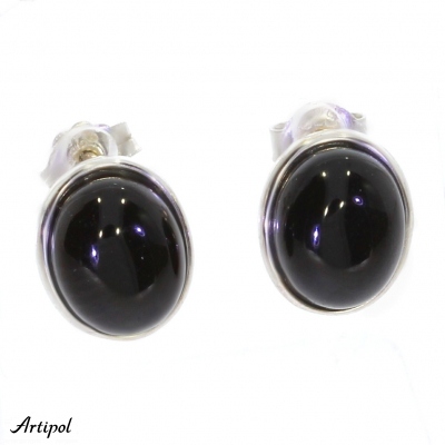 Earrings E2611-ON with real Black Onyx