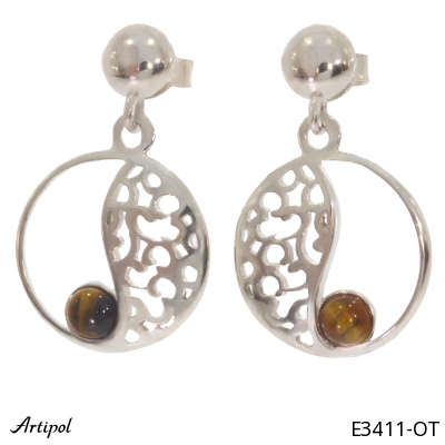 Earrings E3411-OT with real Tiger's eye