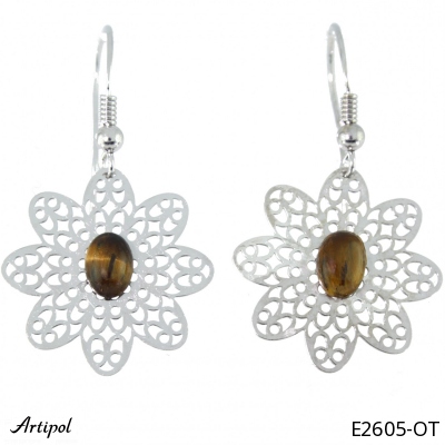 Earrings E2605-OT with real Tiger's eye